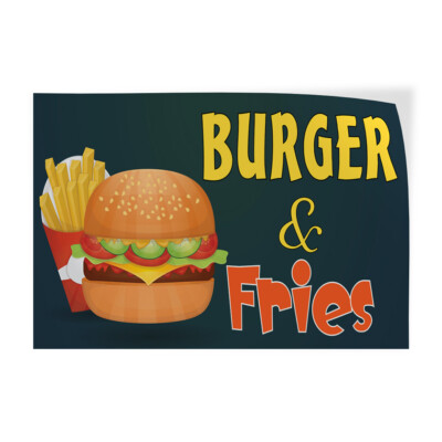 Decal Stickers Burgers & Fries Advertising Printing A Vinyl Store Sign Label