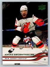 2025-26 UD Series 2 Holiday Green Foil Jonas Siegenthaler New Jersey Devils #354