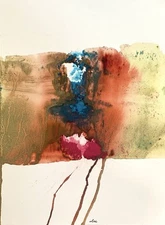 Abstract Mixed Media Ink Watercolor Painting on 11 X 15” Paper Contemporary