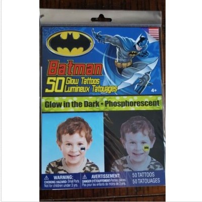 Savvi Glow in the Dark Tattoos Batman
