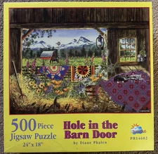 SUNSOUT 500 PIECE JIGSAW PUZZLE - HOLE IN THE BARN DOOR - 1999 DIANE PHALEN EUC