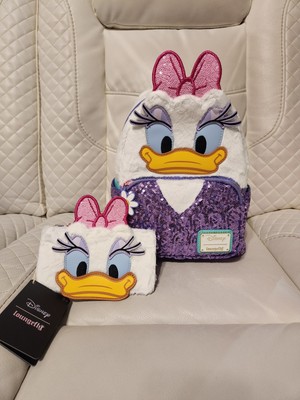 Loungefly Disney Daisy Duck Plush Sequin Mini Backpack & Cardholder