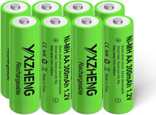 8Pcs AA Battery 1.2V Rechargeable NI-MH 300Mah for outside Solar Lawn Light 8AA 1.42 per gallon