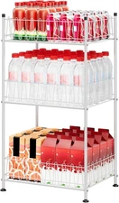 ETELI Water Bottle Storage Organizer 3 3 Tier,12.5D x 16.7W x 32.3H, Silver 