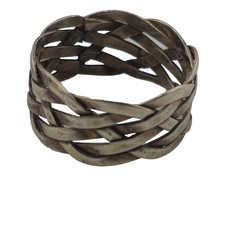 925 Sterling Silver Ring Woven Braided Basket Weave Wide Size 4.5 Vtg