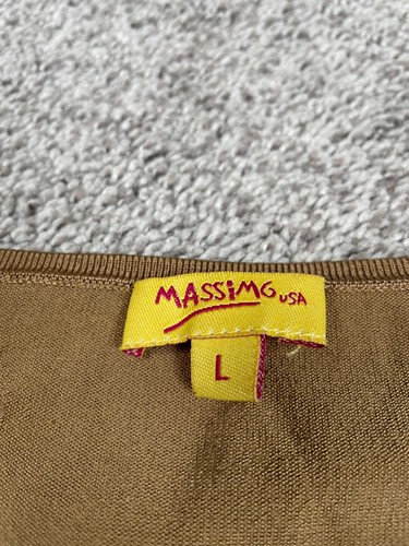 Vintage Massimo USA Shirt Womens Large Brown Y2K Bell Mesh Bodycon Grunge Punk - Picture 3 of 9