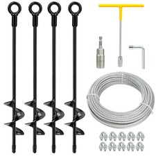 4 Pack 18" Heavy Duty Ground Anchors Shed Anchor Kit with 3/16" Galvanized Cable