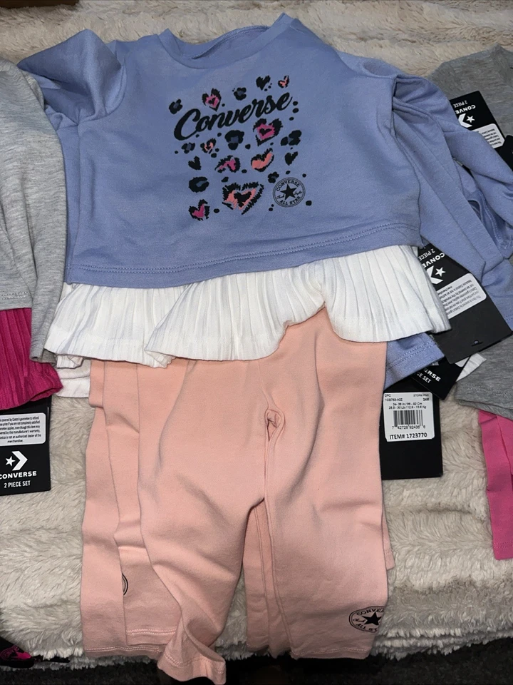 批发批量 12 件套匡威女孩尺寸 12-24 个月套装上衣裤子全新带标签 — 第 3/4 张图片