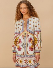 NWT FARM Rio Off-White Marys Tiles Lenzing™ Ecovero™ Euroflax™ Mini Dress Size S