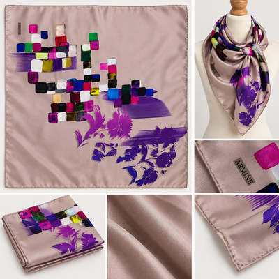 Armine 100% Silk Twill Square Scarf 90x90cm Multicolor Floral Print Ne