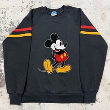 Vintage 80s Disney Mickey Mouse Raglan Crewneck Black Sweatshirt Mens Medium USA