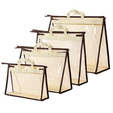 4 PCS Clear Handbag Dust Bags Purse Storage Organizer For Closet With Zipper