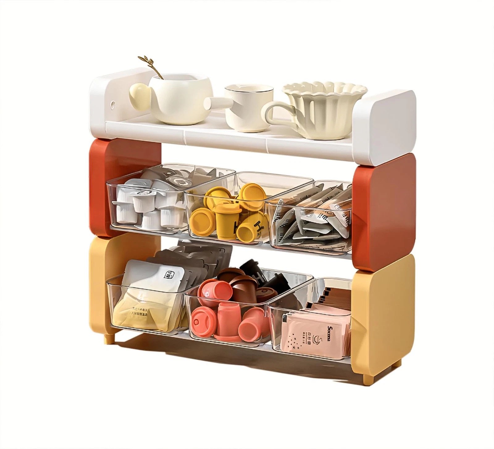 3-Tier Coffee Bar Organizer Large Countertop Storage K-Cup Pod Sugar Creamer