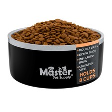 Stainless Steel Large Double Wall Dog Bowl with Anti Skid Base - Black Velvet