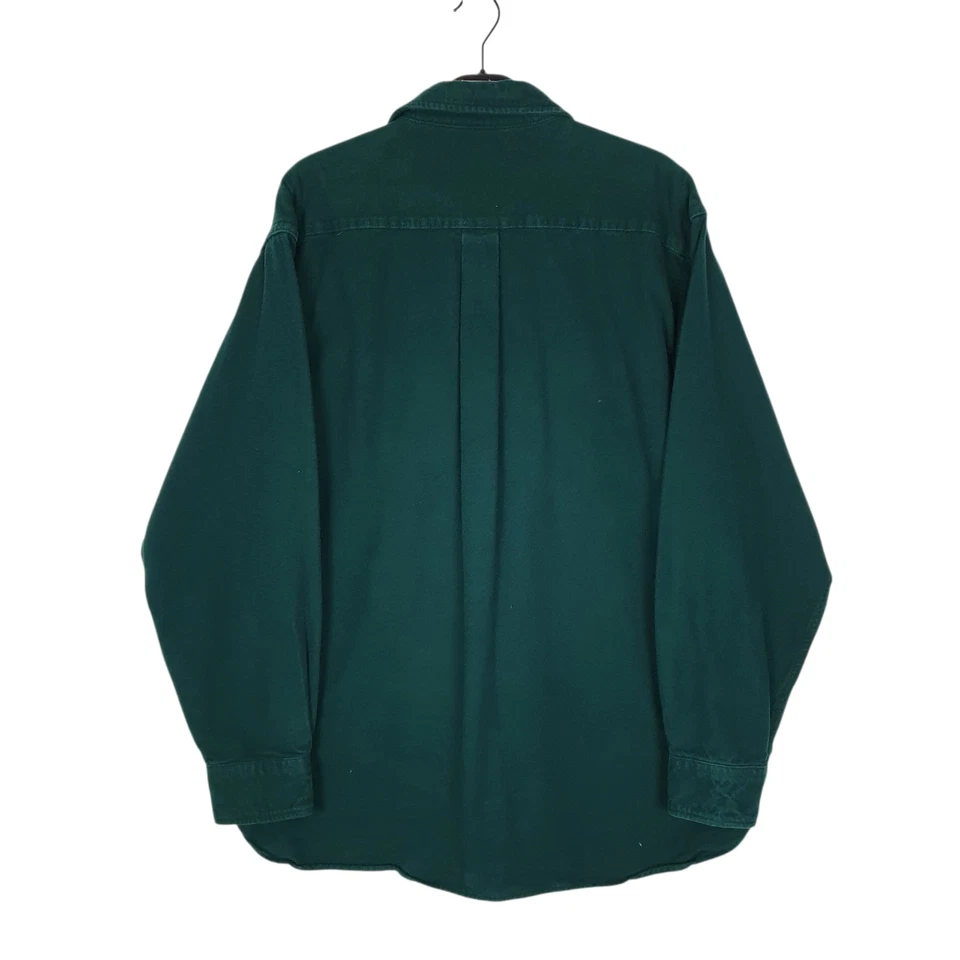 L.L.BEAN Green Shirt Thick Chamois Long Sleeve Cotton Mens L — 第 2/4 张图片