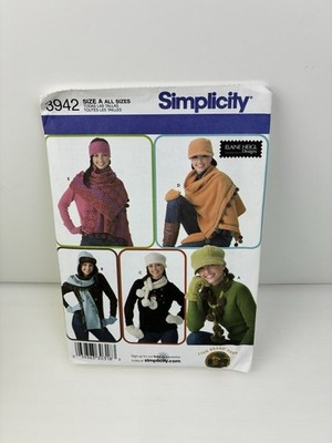 Fleece Hats Gloves Scarves Mittens Headband Uncut Sewing Pattern 3942 Size S- L