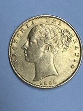 1865  Full Sovereign 22ct Gold Coin shield back