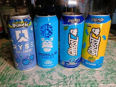 Energy Drink Variety Pack Blue Raspberry Edition! Ghost, Ryse, Gorilla Mind