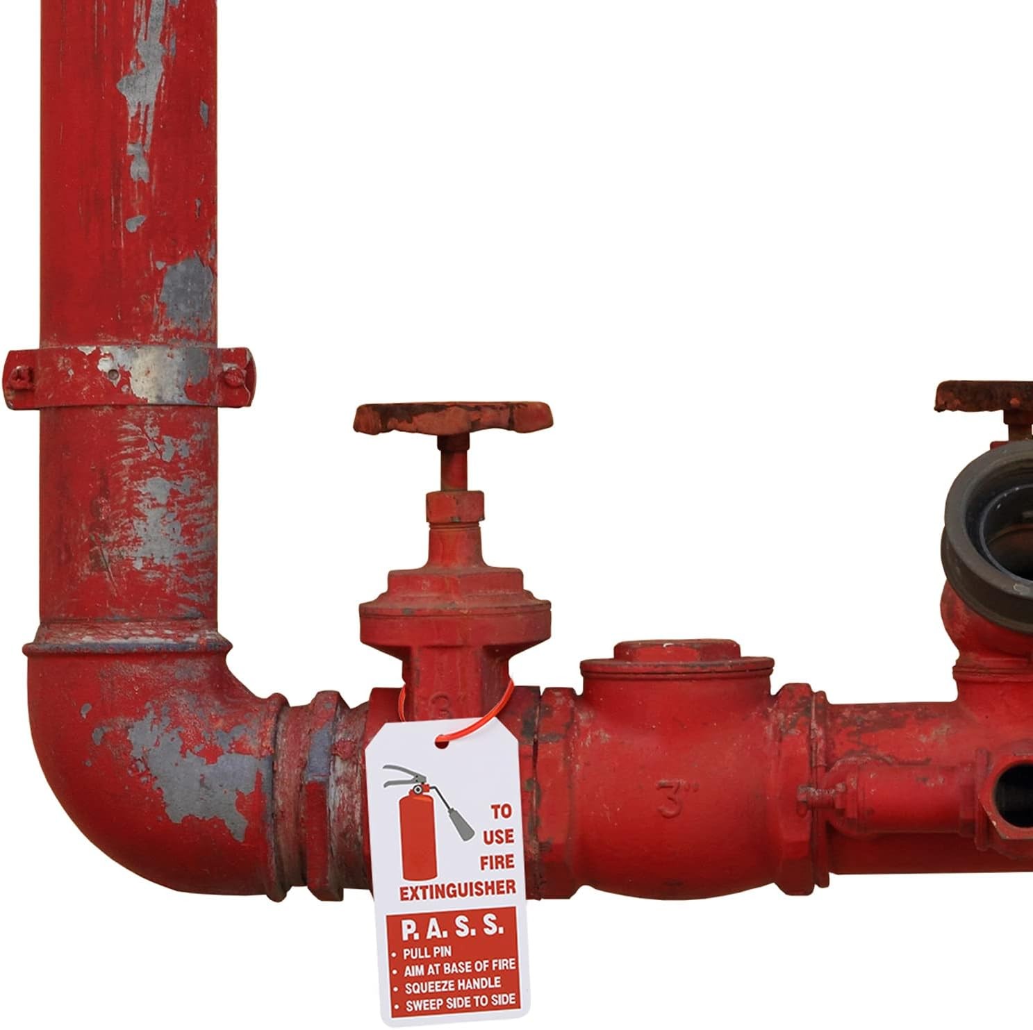 Outus 50 Sets Fire Extinguisher Tags with 4.2 x 2.1 inch, Red and White 