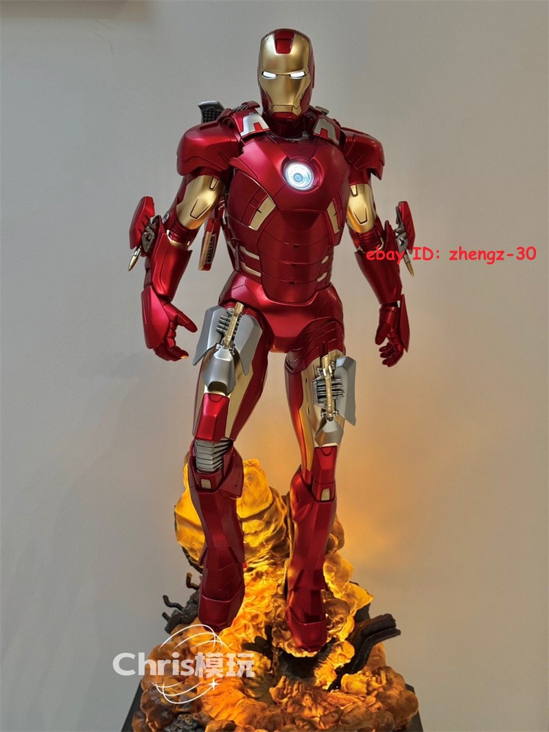 Statua in resina H89CM Iron Man MK7 1/3 GK dipinta illuminata in magazzino foto 6