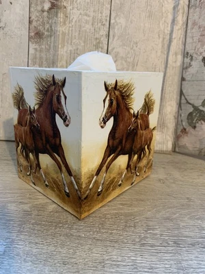 Horse style tissue Box wooden handmade decoupaged - Image 1 of 3