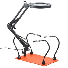 Magnetic Helping Hands Soldering Station 3X LED Magnifying Lamp 4 Arms