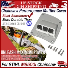 For STIHL MS500i Chainsaw Performance Muffler Cover Billet Aluminum Kit w/Screws