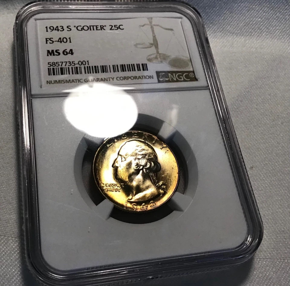 1943 S QUARTER MS 64 FS-401 'GOITER' GEORGE WASHINGTON RARE IN HIGH GRADE - Image 4 of 4