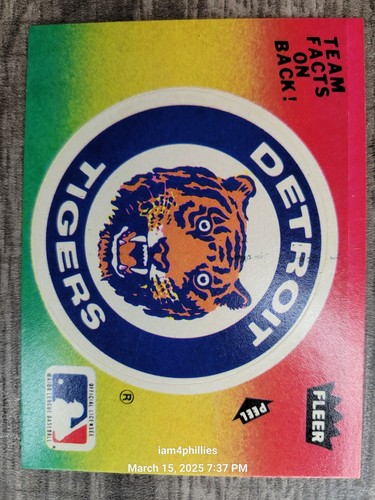 1984 Fleer Sticker Team Logo = Detroit Tigers Team Logo