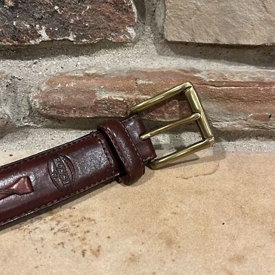 Fossil brown  vintage Leather Belt with Brass Buckle Fossil Brown Leather Belt With Brushed Gold Buckle Retro  main image 3