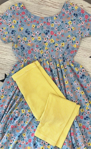 2-Piece Girls TEA COLLECTION Twist Back Ballet Dress & Capri Leggings Size 8 EUC