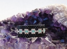 Beaded Peyote Stitch Ring, handcrafted size 8.5