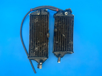 Kawasaki KX250 1990 1991 OEM Denso Radiator Coolant Reservoir Set Fill Cap Fins