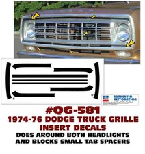 SP QG-581 1974 1975 1976 DODGE TRUCK - GRILLE STRIPE INSERTS - DECAL - LICENSED