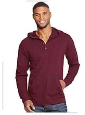 New Hanes 3X Comfort Blend L/S Hooded Henley Tee Shirt Brandy Wine