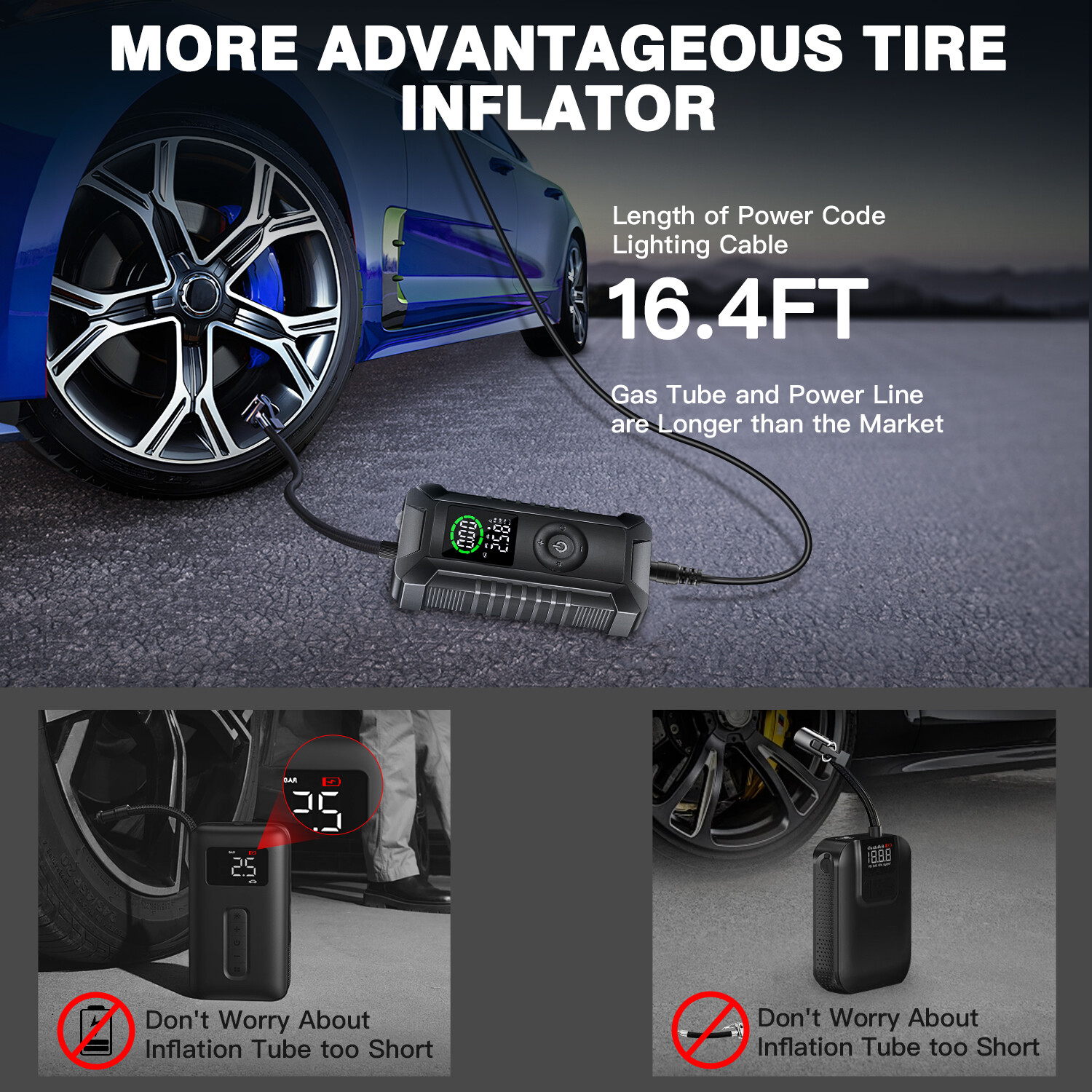 Tire Inflator Portable Air Compressor,Tire Inflators Portable Cordless Air Pump