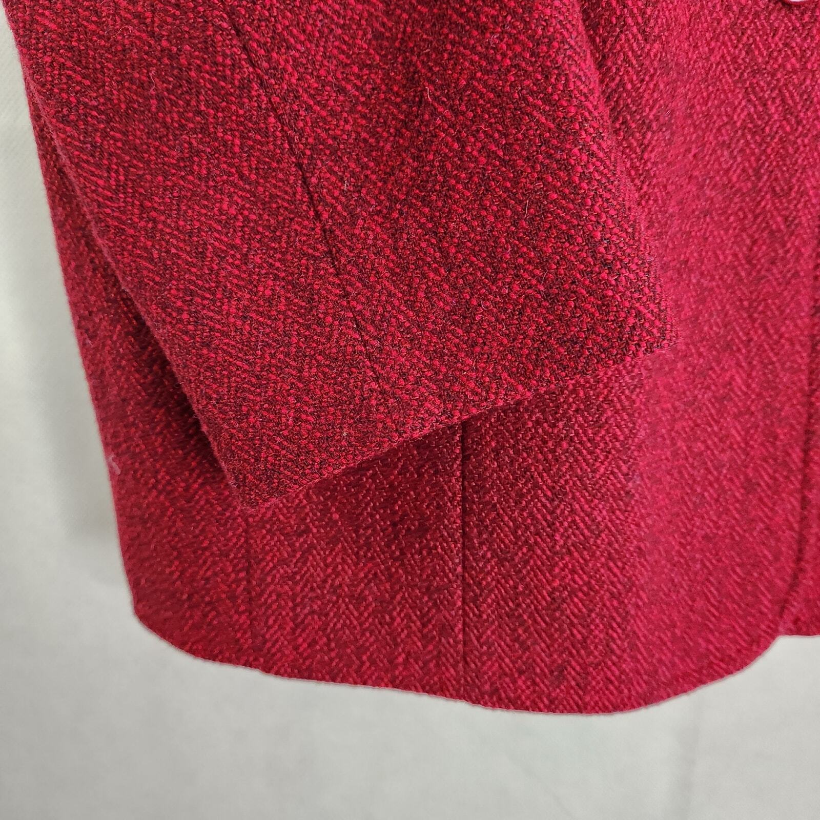 Pendleton 10 Red Herringbone Wool Button Down Bla… - image 8