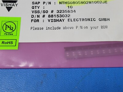 (2 PCS) NTHS0805N02N1002JE VISHAY NTC Thermistor 10k 5% 0805 (2012 Metric)