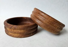 Kalmar 6" Salad Bowls Staved Teak Wood Ridged Pair Of 2 MCM