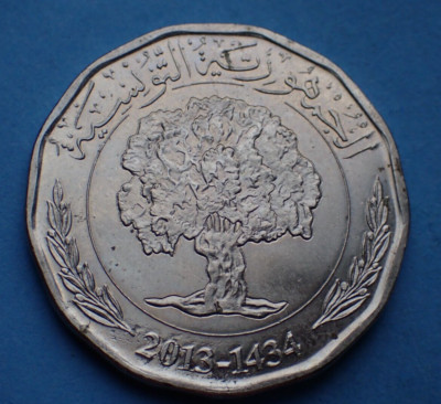 Tunesien, 2 Dinar 2013, wie abgebildet.