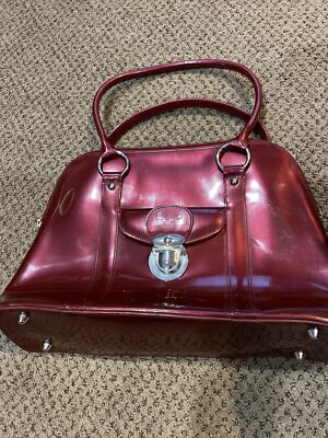 Beijo Red Faux Patent Leather Double Handles Handbag
