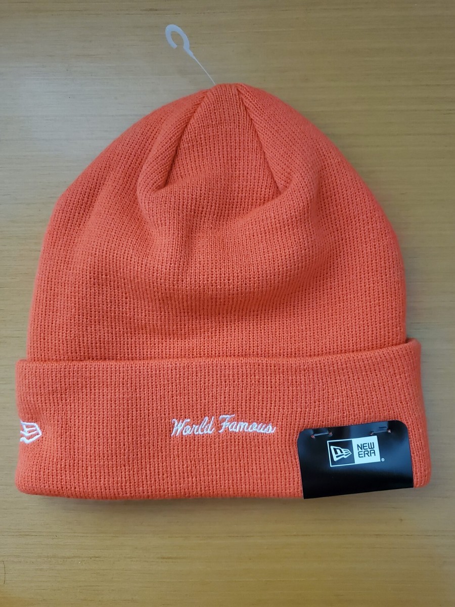 Supreme New Era Box Logo Bright Coral Beanie Hat FW18BN59 World