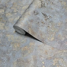 Dark Gray bronze metallic faux mud plaster distressed textured modern Wallpaper