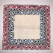 Vintage Handkerchief Floral Multicolor Textiles Linens Granny Core 14 READ