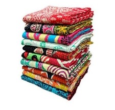 Lot of 10PC Vintage Kantha Quilt Handmade Cotton Blanket Kantha Throw Bedspreads