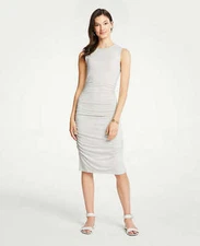 "ANN TAYLOR" GRAY RUCHED SIDES RACER BACK TANK BODYCON  DRESS SIZE: L NWT $129