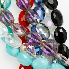 Faceted Flat Oval Cut Glass Crystal Beads for Jewellery Making 18pcs 16x12mm