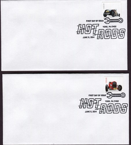 USA 2014 HOT RODS. A SET OF TWO FIRST DAY OF COVERS.