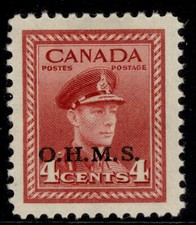 CANADA GVI SG O165, 4c carmine-lake, M MINT.