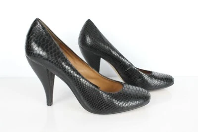 SAN MARINA Escarpins talons hauts cuir façon python noir T 40 Très bon état - Photo 1/4